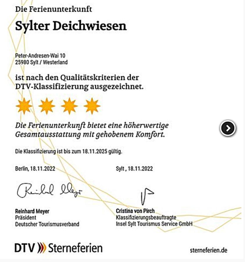 3-Zimmer-Ferienwohnung Deichwiese Westerland 1-3 Personen מראה חיצוני תמונה